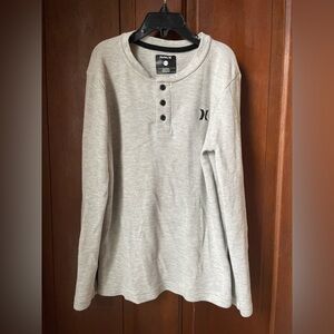 Hurley boys 10-12 long sleeve gray henley shirt
